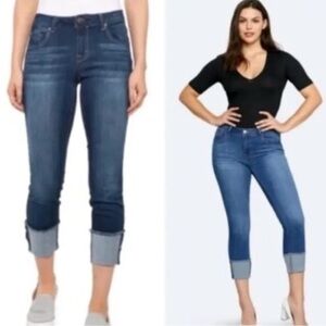 1822 Denim Taylor Dark Blue Roll-Cuff Cropped Jeans